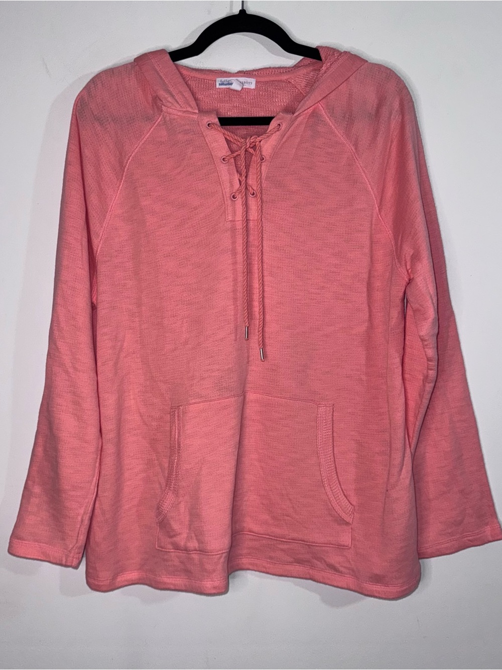 Talbots Hello Sunday Women’s L Coral Lace Up Hooded Pullover Sweatshirt